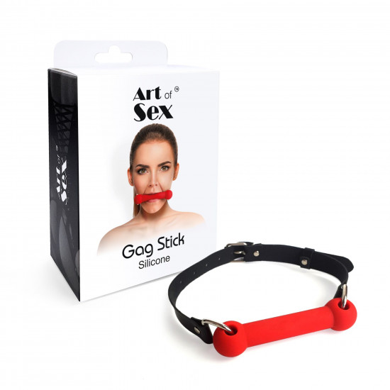 Кляп Палиця, силікон та натуральна шкіра, Art of Sex - Gag Stick Silicon, Червоний Кляп Палиця, силікон та натуральна шкіра, Art of Sex - Gag Stick Silicon, Червоний
