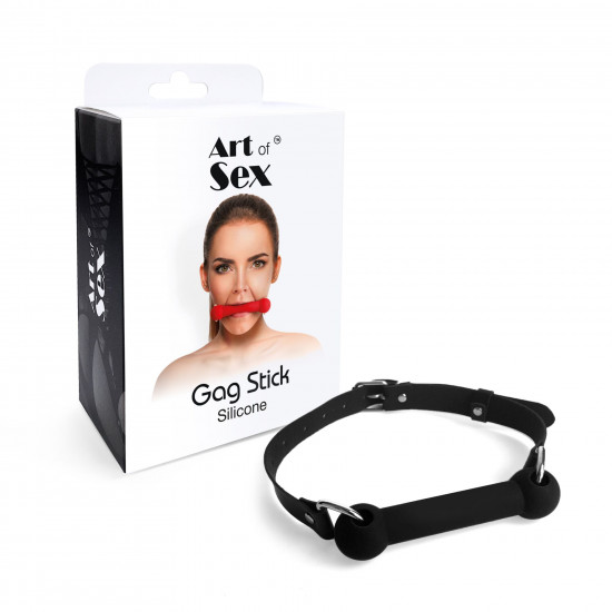 Кляп Палиця, силікон та натуральна шкіра, Art of Sex - Gag Stick Silicon, Чорний Кляп Палиця, силікон та натуральна шкіра, Art of Sex - Gag Stick Silicon, Чорний