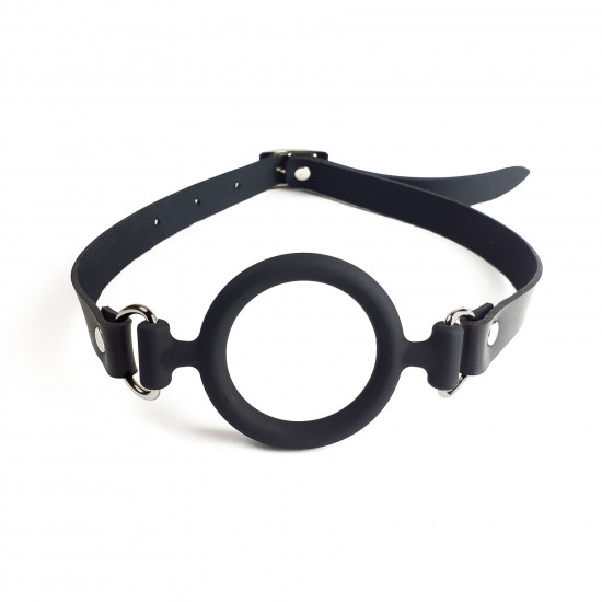 Кляп силіконове кільце натуральна шкіра, Gag Ring внутрішній діаметр кільця 40 мм, Чорний Кляп силіконове кільце натуральна шкіра, Gag Ring внутрішній діаметр кільця 40 мм, Чорний