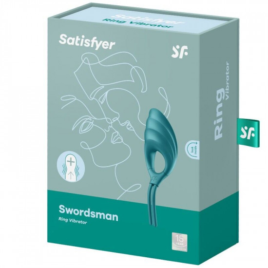 Ерекційне віброкільце-ласо Satisfyer Swordsman Green, міцна фіксація, 10 режимів, потужний мотор Ерекційне віброкільце-ласо Satisfyer Swordsman Green, міцна фіксація, 10 режимів, потужний мотор