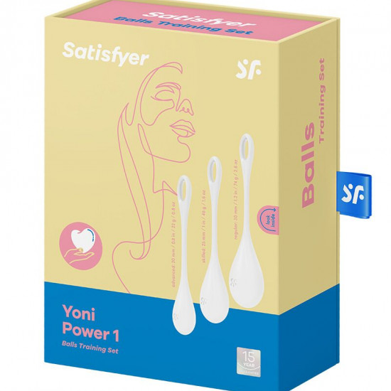 Набір йоні намистин Satisfyer Yoni Power 1 White, діаметр 2-2,5-3см, вага 22-46-74гр Набір йоні намистин Satisfyer Yoni Power 1 White, діаметр 2-2,5-3см, вага 22-46-74гр