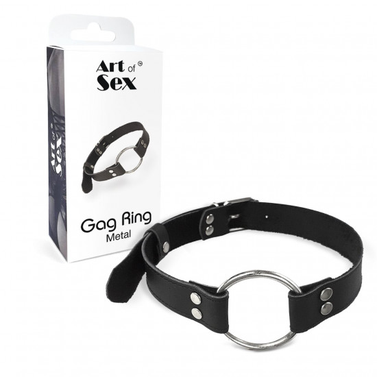 Кляп Металеве кільце із натуральної шкіри Art of Sex - Gag Ring Metal, колір Чорний Кляп Металеве кільце із натуральної шкіри Art of Sex - Gag Ring Metal, колір Чорний
