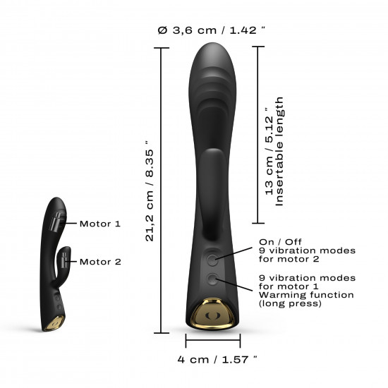 Вібратор-кролик з підігрівом Dorcel FLEXI RABBIT BLACK, гнучкий стовбур Вібратор-кролик з підігрівом Dorcel FLEXI RABBIT BLACK, гнучкий стовбур