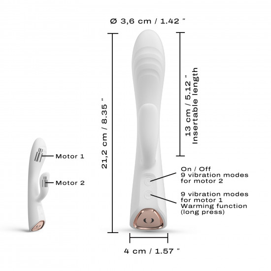 Вібратор-кролик з підігрівом Dorcel FLEXI RABBIT WHITE, гнучкий стовбур Вібратор-кролик з підігрівом Dorcel FLEXI RABBIT WHITE, гнучкий стовбур