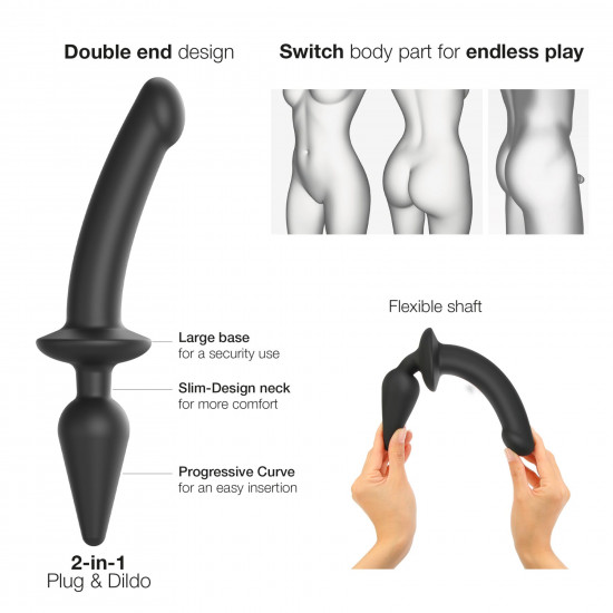 Анальна пробка з дилдо 2в1 Strap-On-Me SWITCH PLUG-IN DILDO Black S, діаметр 3,3/2,9 см Анальна пробка з дилдо 2в1 Strap-On-Me SWITCH PLUG-IN DILDO Black S, діаметр 3,3/2,9 см