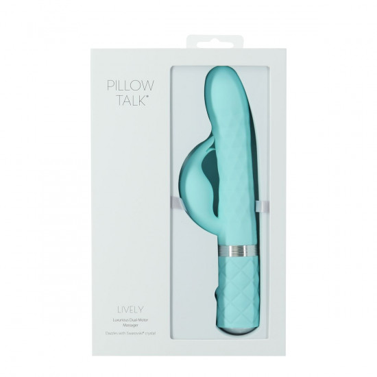 Розкішний кролик з ротацією та вібрацією Pillow Talk Lively Teal, кристал Сваровскі, потрійний відро Розкішний кролик з ротацією та вібрацією Pillow Talk Lively Teal, кристал Сваровскі, потрійний відро