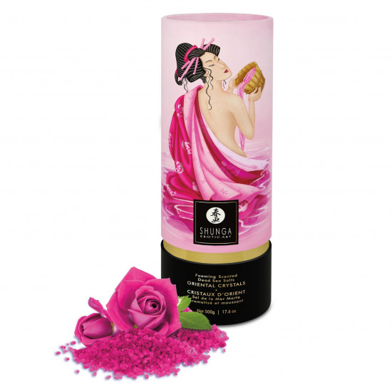 Пінлива сіль для ванни Shunga Dead Sea salt Oriental Crystals — Rose Petal (500 г), сіль Мертвого мо Пінлива сіль для ванни Shunga Dead Sea salt Oriental Crystals — Rose Petal (500 г), сіль Мертвого мо