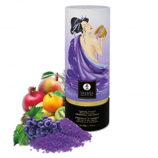 Пенящаяся соль для ванны Shunga Dead Sea salt Oriental Crystals — Exotic Fruits (500 г)