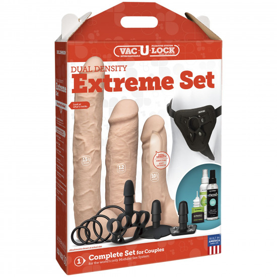 Набір для страпона Doc Johnson Vac-U-Lock Dual Density Extreme Set, діаметр: 7,72 см, 2×6,99 см Набір для страпона Doc Johnson Vac-U-Lock Dual Density Extreme Set, діаметр: 7,72 см, 2×6,99 см