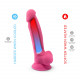 Фаллоимитатор SilexD Johnny Pink Glow in the dark, двухслойный, силикон+Silexpan, диаметр 3,5см