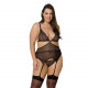 Корсет із пажами Passion Amberly Corset 4XL/5XL black, асиметричний крій, мережива, стрінги Корсет із пажами Passion Amberly Corset 4XL/5XL black, асиметричний крій, мережива, стрінги