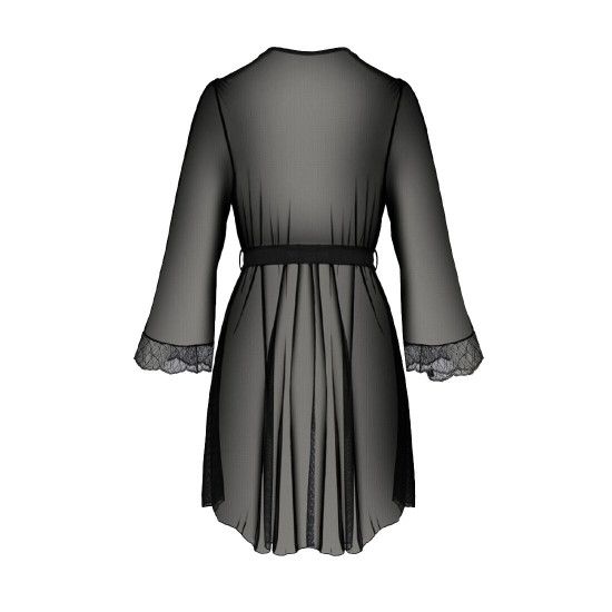 Пеньюар Passion Amberly Peignoir 4XL/5XL black, ажурні декольте та манжети, широкі рукави Пеньюар Passion Amberly Peignoir 4XL/5XL black, ажурні декольте та манжети, широкі рукави