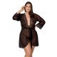 Пеньюар Passion Amberly Peignoir 4XL/5XL black, ажурні декольте та манжети, широкі рукави Пеньюар Passion Amberly Peignoir 4XL/5XL black, ажурні декольте та манжети, широкі рукави
