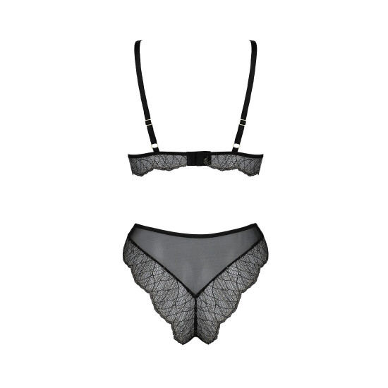 Комплект білизни Passion Amberly Set 4XL/5XL black, ліф, трусики бразиліана, люрексова нитка Комплект білизни Passion Amberly Set 4XL/5XL black, ліф, трусики бразиліана, люрексова нитка