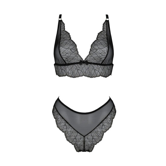Комплект білизни Passion Amberly Set 6XL/7XL black, ліф, трусики бразиліана, люрексова нитка Комплект білизни Passion Amberly Set 6XL/7XL black, ліф, трусики бразиліана, люрексова нитка