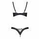 Комплект з екошкіри Passion Celine Bikini 4XL/5XL black, відкритий бра, стрінги зі шнурівкою Комплект з екошкіри Passion Celine Bikini 4XL/5XL black, відкритий бра, стрінги зі шнурівкою