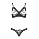 Комплект з екошкіри Passion Celine Bikini 4XL/5XL black, відкритий бра, стрінги зі шнурівкою Комплект з екошкіри Passion Celine Bikini 4XL/5XL black, відкритий бра, стрінги зі шнурівкою