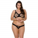 Комплект з екошкіри Passion Celine Bikini 6XL/7XL black, відкритий бра, стрінги зі шнурівкою Комплект з екошкіри Passion Celine Bikini 6XL/7XL black, відкритий бра, стрінги зі шнурівкою