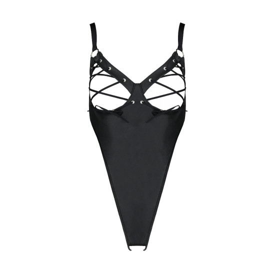 Боді з екошкіри Passion Celine Body 4XL/5XL black, з доступом, відкритий Боді з екошкіри Passion Celine Body 4XL/5XL black, з доступом, відкритий