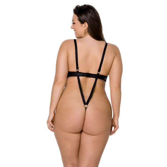 Боді з екошкіри Passion Celine Body 4XL/5XL black, з доступом, відкритий Боді з екошкіри Passion Celine Body 4XL/5XL black, з доступом, відкритий