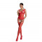 Бодістокінг Passion ECO BS001 One Size red, з доступом, імітація підв’язок, флористичний декор