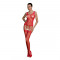 Бодістокінг Passion ECO BS007 red, з доступом, силуетний малюнок, імітація підв’язок