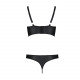 Комплект з екошкіри Passion Malwia Bikini 4XL/5XL black, з люверсами та ремінцями, бра, трусики Комплект з екошкіри Passion Malwia Bikini 4XL/5XL black, з люверсами та ремінцями, бра, трусики