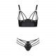 Комплект з екошкіри Passion Malwia Bikini 4XL/5XL black, з люверсами та ремінцями, бра, трусики Комплект з екошкіри Passion Malwia Bikini 4XL/5XL black, з люверсами та ремінцями, бра, трусики