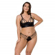 Комплект з екошкіри Passion Malwia Bikini 6XL/7XL black, з люверсами та ремінцями, бра, трусики Комплект з екошкіри Passion Malwia Bikini 6XL/7XL black, з люверсами та ремінцями, бра, трусики