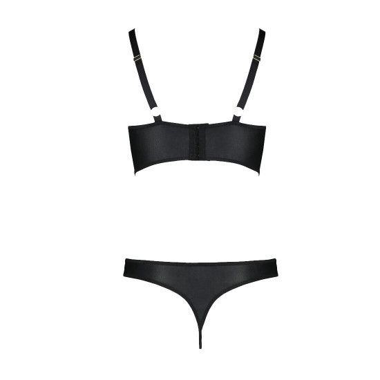 Комплект з екошкіри Passion Malwia Bikini 6XL/7XL black, з люверсами та ремінцями, бра, трусики Комплект з екошкіри Passion Malwia Bikini 6XL/7XL black, з люверсами та ремінцями, бра, трусики