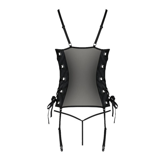 Сітчастий корсет з екошкіри Passion Malwia Corset 6XL/7XL black, з люверсами та знімними пажами Сітчастий корсет з екошкіри Passion Malwia Corset 6XL/7XL black, з люверсами та знімними пажами