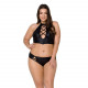 Комплект з екошкіри Passion Nancy Bikini 4XL/5XL black, бра та трусики з імітацією шнурівки Комплект з екошкіри Passion Nancy Bikini 4XL/5XL black, бра та трусики з імітацією шнурівки