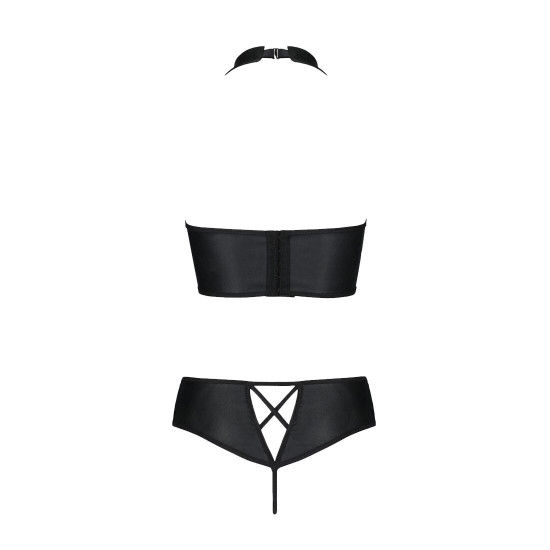Комплект з екошкіри Passion Nancy Bikini 6XL/7XL black, бра та трусики з імітацією шнурівки Комплект з екошкіри Passion Nancy Bikini 6XL/7XL black, бра та трусики з імітацією шнурівки