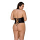 Боді з екошкіри Passion Nancy Body 6XL/7XL black, з імітацією шнурівки та відкритим доступом Боді з екошкіри Passion Nancy Body 6XL/7XL black, з імітацією шнурівки та відкритим доступом