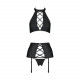 Комплект із екошкіри Passion Nancy Set 6XL/7XL black, імітація шнурівки, топ, пояс для панчіх Комплект із екошкіри Passion Nancy Set 6XL/7XL black, імітація шнурівки, топ, пояс для панчіх