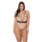 Боді Passion VIENA BODY 4XL/5XL, beige, контрастне, бантики, вставка-сітка, відкриті сідниці