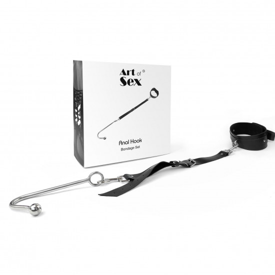 Анальний гак із нашийником з натуральної шкіри Art of Sex - Anal hook, Чорний Анальний гак із нашийником з натуральної шкіри Art of Sex - Anal hook, Чорний