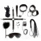BDSM-набір Art of Sex – Spikes BDSM Set Leather, 10 предметів, чорний, натуральна шкіра