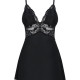 Сатиновий пеньюар із мереживом Obsessive 810-BAB-1 babydoll & thong S/M, чорний, пеньюар, танга Сатиновий пеньюар із мереживом Obsessive 810-BAB-1 babydoll & thong S/M, чорний, пеньюар, танга