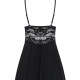 Сатиновий пеньюар з мереживом Obsessive 810-BAB-1 babydoll & thong L/XL, чорний, пеньюар, танга Сатиновий пеньюар з мереживом Obsessive 810-BAB-1 babydoll & thong L/XL, чорний, пеньюар, танга