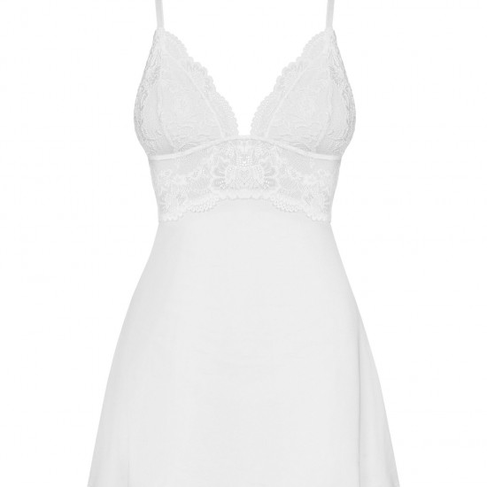 Сатиновий пеньюар із мереживом Obsessive 810-BAB-2 babydoll & thong S/M, білий, пеньюар, танга Сатиновий пеньюар із мереживом Obsessive 810-BAB-2 babydoll & thong S/M, білий, пеньюар, танга