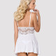 Сатиновий пеньюар із мереживом Obsessive 810-BAB-2 babydoll & thong S/M, білий, пеньюар, танга Сатиновий пеньюар із мереживом Obsessive 810-BAB-2 babydoll & thong S/M, білий, пеньюар, танга