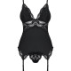 Сатиновий мереживний корсет Obsessive 810-COR-1 babydoll & thong S/M, чорний, корсет, танга Сатиновий мереживний корсет Obsessive 810-COR-1 babydoll & thong S/M, чорний, корсет, танга