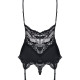 Сатиновий мереживний корсет Obsessive 810-COR-1 babydoll & thong S/M, чорний, корсет, танга Сатиновий мереживний корсет Obsessive 810-COR-1 babydoll & thong S/M, чорний, корсет, танга