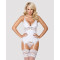 (SALE) Сатиновий мереживний корсет Obsessive 810-COR-2 babydoll & thong S/M, білий, корсет, танга