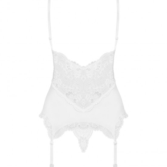 Сатиновий мереживний корсет Obsessive 810-COR-2 babydoll & thong S/M, білий, корсет, танга Сатиновий мереживний корсет Obsessive 810-COR-2 babydoll & thong S/M, білий, корсет, танга