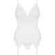 Сатиновий мереживний корсет Obsessive 810-COR-2 babydoll & thong L/XL, білий, корсет, танга Сатиновий мереживний корсет Obsessive 810-COR-2 babydoll & thong L/XL, білий, корсет, танга