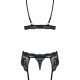 Мереживний комплект білизни Obsessive 810-SEG-1 S/M Black, бюстгальтер, стрінги, пояс для панчіх Мереживний комплект білизни Obsessive 810-SEG-1 S/M Black, бюстгальтер, стрінги, пояс для панчіх