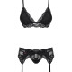 Мереживний комплект білизни Obsessive 810-SEG-1 L/XL Black, бюстгальтер, стрінги, пояс для панчіх Мереживний комплект білизни Obsessive 810-SEG-1 L/XL Black, бюстгальтер, стрінги, пояс для панчіх