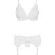 Мереживний комплект білизни Obsessive 810-SEG-1 L/XL White, бюстгальтер, стрінги, пояс для панчіх Мереживний комплект білизни Obsessive 810-SEG-1 L/XL White, бюстгальтер, стрінги, пояс для панчіх